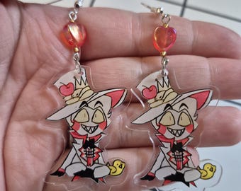 Lucifer the Ruler of Hell beaded earrings, Hazbin Hotel inspired statement jewelry, cartoon character goth cosplay accessory
