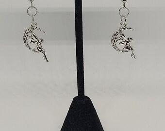 Moon Fairy Sterling Silver Earrings: Cottagecore Celestial Jewelry