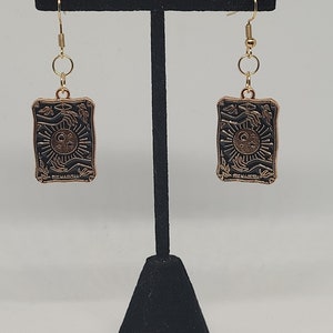 The Magician crystal ball tarot card earrings, gold statement jewelry, witchy fashion accessory, alternative gifts for her, spring trends