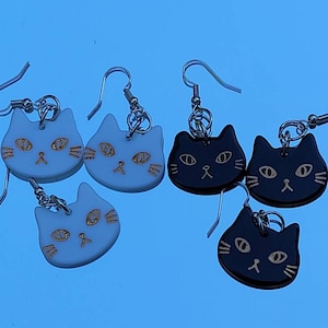 Lindos pendientes colgantes de gato con cara de gatito, joyas de declaración acrílica, accesorios de moda kawaii, joyas estéticas de anime, ideas de regalos Cottagecore