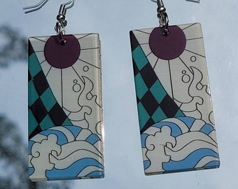 Water hanafuda dangle earrings, Anime aesthetic, Anime earrings, Kawaii jewelry, Alternative Fashion, Cosplay Accessory, gift ideas