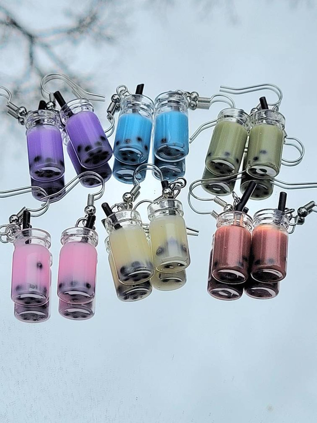 Boba Accessory Bubble Tea Dangle Earrings, Boba Snack Statement Jewelry, Kawaii ...