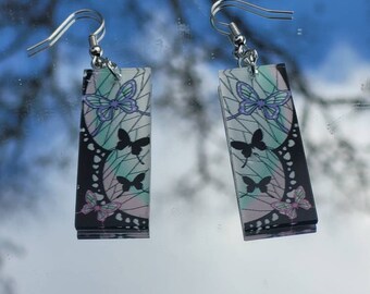 Butterfly Hanafuda earrings, anime aesthetic, cassette earring , Demon earrings, Alternative fashion, gift ideas for her, spring trends