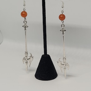 Karlach Our Fiery Friend dangle earrings, Baldur's Gate inspired statement jewelry, alternative fashion accessory, ren faire gift ideas image 3
