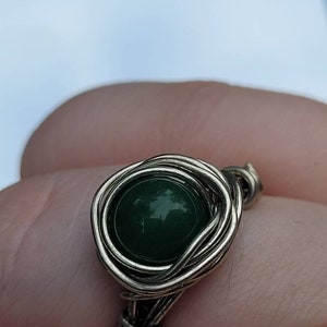 Green Aventurine wire wrapped ring, Genuine Stone, Wire wrapped jewelry, Statement Ring, Simple Jewelry, Cottagecore, Gift for Her image 2