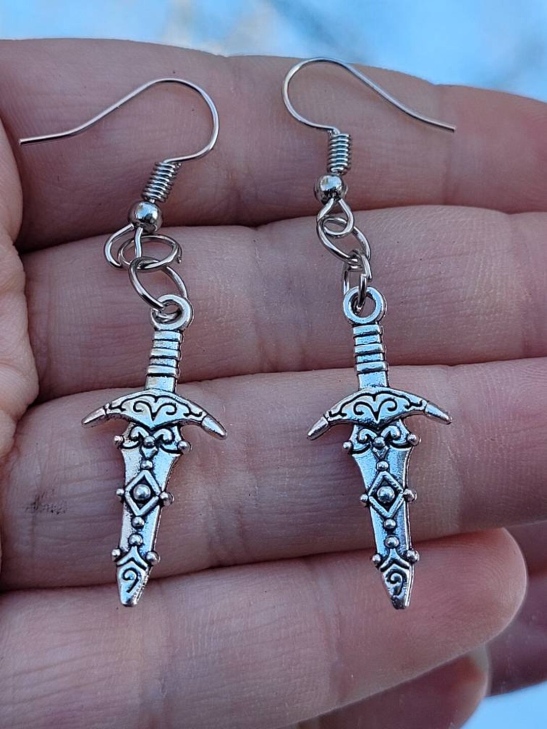Ornate Dagger Dangle Earrings Ren Faire Statement Jewelry Etsy
