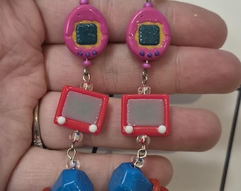 Nostalgic 90s Y2K Baby Beaded Earrings | Retro Kidcore Statement Jewelry | Colorful Handmade Aesthetic Accessories