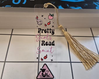 Segnalibro in acrilico con nappa "Belle ragazze leggono Smut", regalo per amanti dei libri, divertente accessorio per la lettura, regalo di Natale ispirato a Booktok