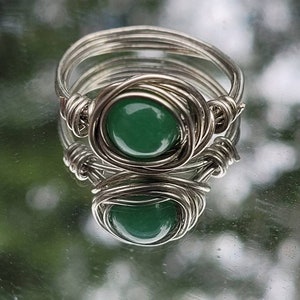 Green Aventurine wire wrapped ring, Genuine Stone, Wire wrapped jewelry, Statement Ring, Simple Jewelry, Cottagecore, Gift for Her image 3