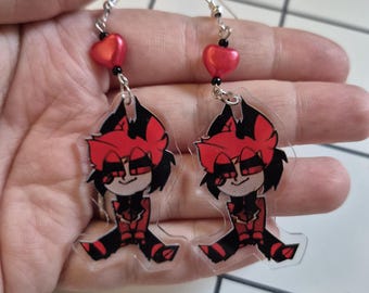 Alastor the Radio Demon Beaded Earrings, Hazbin Hotel Inspired Statement Jewelry, Cartoon Character Dangle Earrings, Unique Gift for Fans