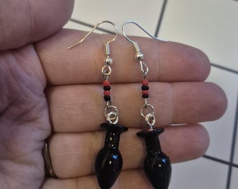 Booty Plug beaded dangle earrings, adult humor statement jewelry, edgy fashion accessory, sex positive gifts for her, summer trends