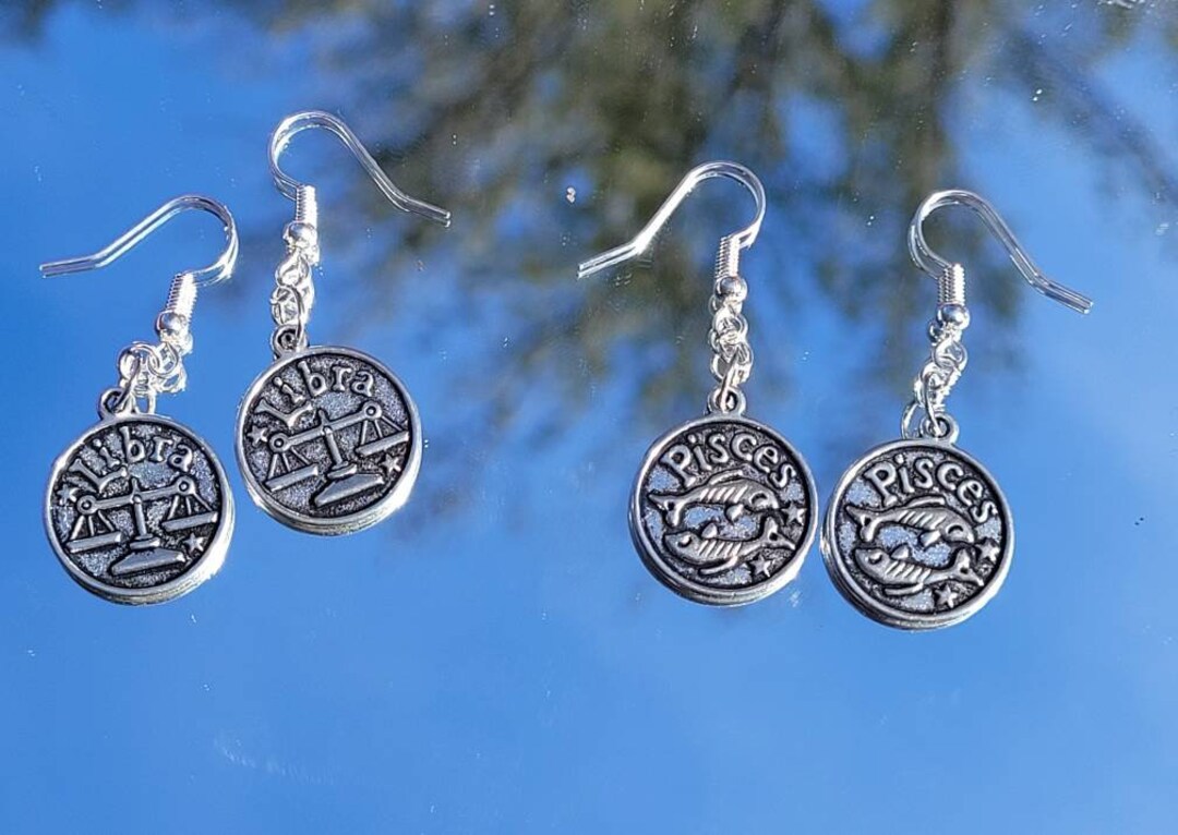 Zodiac Symbol Dangle Earrings, Astrology Statement Jewelry, Alternative