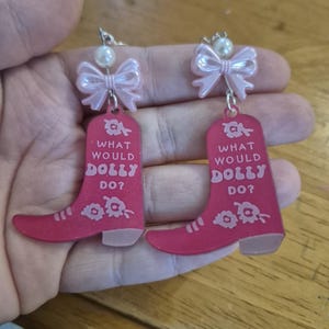 Dolly Inspired Cowboy Boot Beaded Earrings, Country Singer Statement Jewelry, Western Boots Dangle Earrings, Gift for Music Lovers
