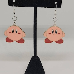 Kirby dangle earrings, Kawaii accessory, Gamer gift ideas, Videogame inspired jewelry,  anime earrings, anime fashion accessory, gift ideas