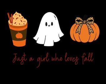 Girl Who Loves Fall, Falling for Fall, Ghost, Pumpkin, Pumpkin Spice PNG