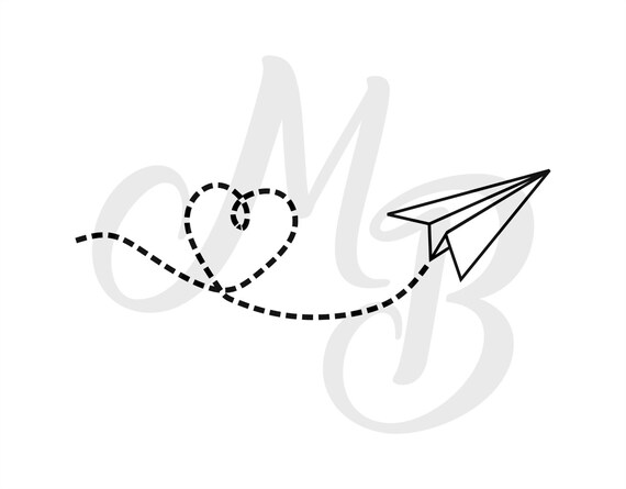 Download Paper Airplane SVG Flying airplane svg Plane heart route ...
