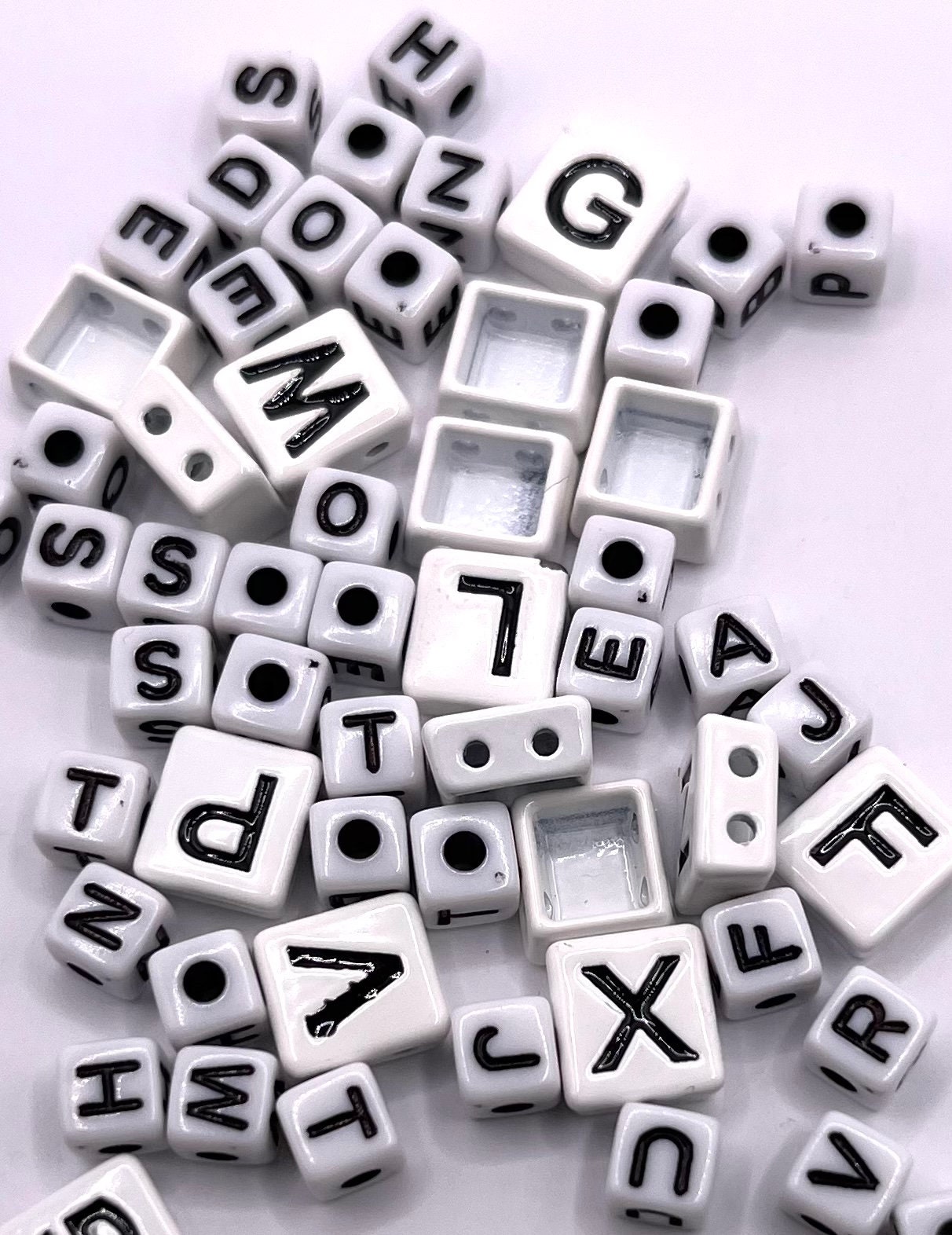 Alphabet Letter Beads-mixed Bad of Letters-cube Black and White  Letters-tila Letters-craft Supply Letter Beads-jewelry Making Letter Beads  