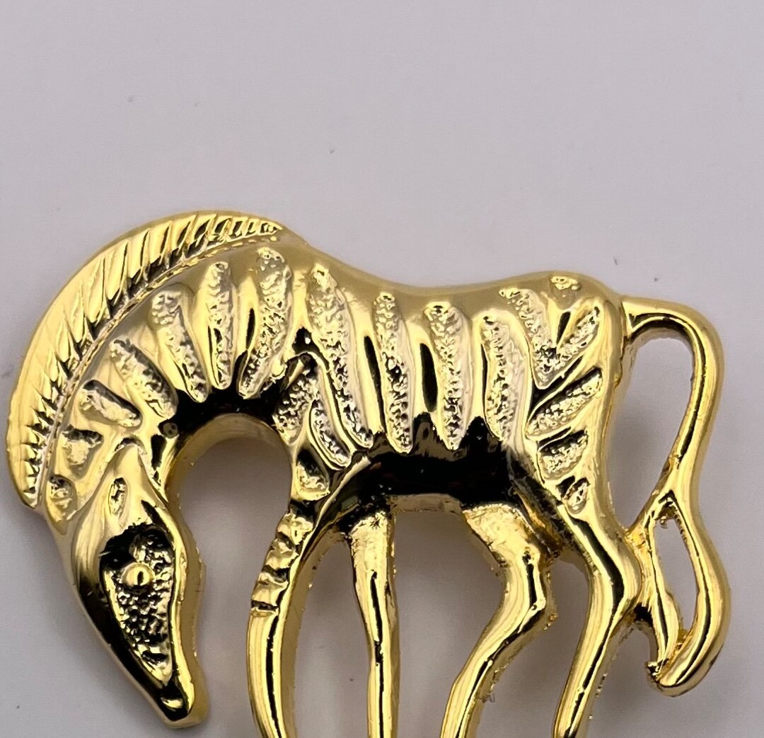 African Zebra Brooch-safari Animal Brooch Gold Zebra Pin-gold Zebra ...