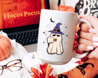 Ghost Witch Halloween Coffee Mug: Retro Spooky Season Gift