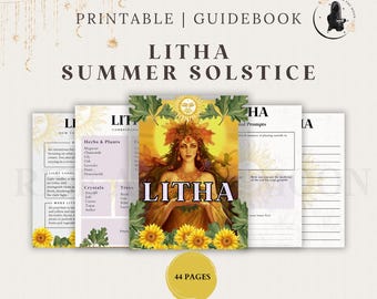 Litha Summer Solstice Grimoire Pages, Guidebook, Sabbath, Pagan Rituals, Witchcraft Correspondences, Tarot Spreads, Journal Prompts (PDF)