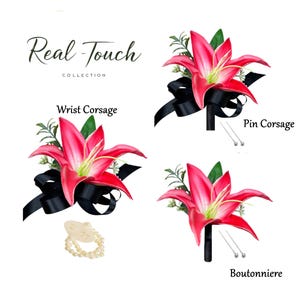Real Touch Lily Wrist Corsage Boutonniere Natural Greenery- Perfect for Weddings Prom Formal Events-10 Vibrant Colors Available