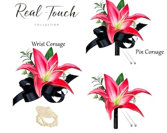 Real Touch Lilie Anstecknadel Boutonniere: Hochzeit Abschlussball Blumen