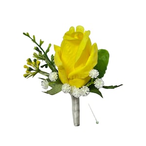 Boutonniere - Livelike Real Touch calla lily rose with accent flowers-perfect for any weather keepsake flower