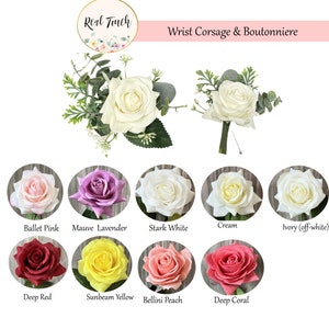 Real Touch keepsake wrist corsage Boutonniere-pick rose color-Prom homecoming wedding dance events