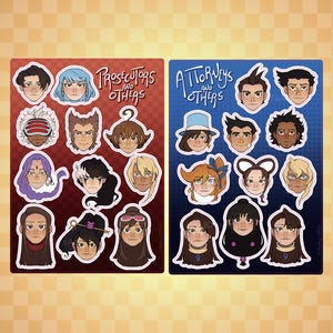 Stickervellen - advocaten, aanklagers en anderen - stickers aas advocaat feniks wright miles edgeworth apollo justice