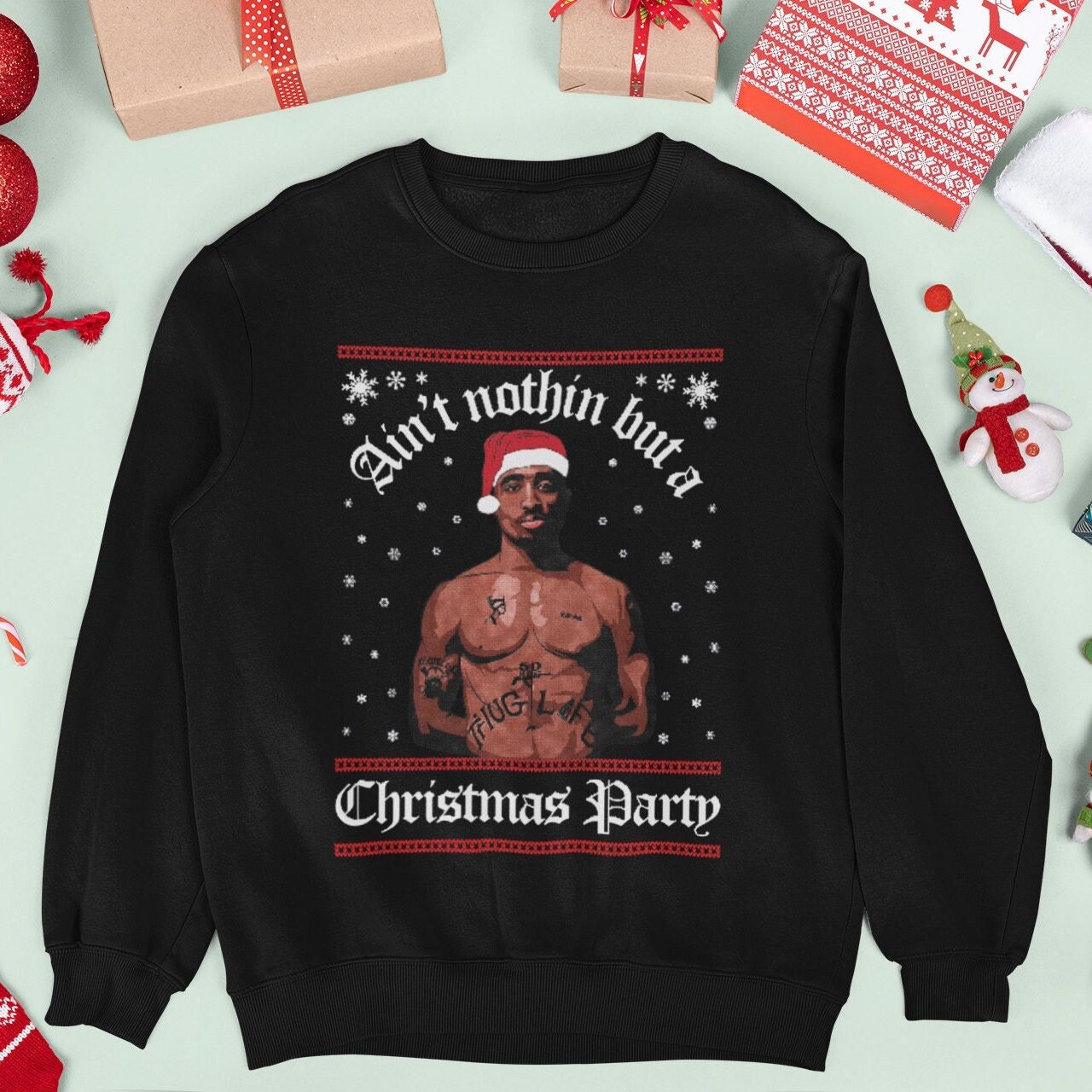 2pac xmas sweater
