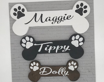 Custom Wood Dog Sign, Personalized Bone Sign, Dog Home Decor, Farmhouse Decor, Dog Name Plate, Hanging Crate Sign