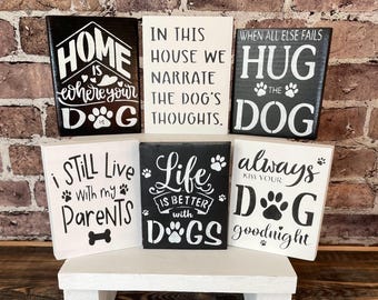 Farmhouse Wood Dog Sign, Stenciled Home Decor