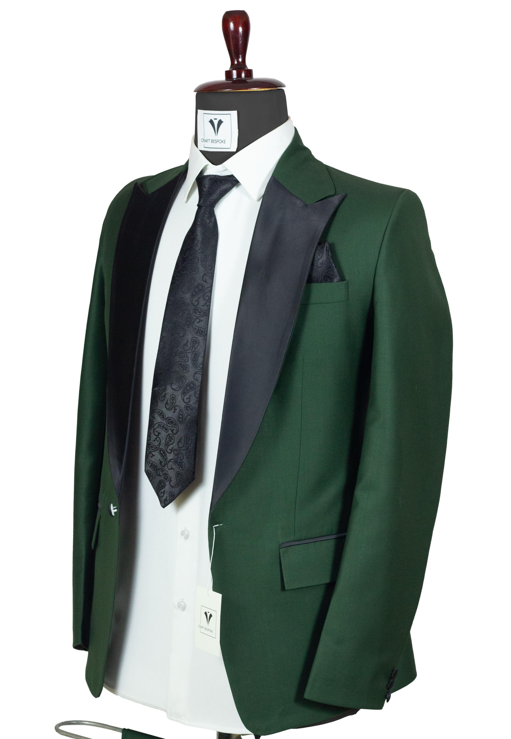 Mens Shiny emerald Green Sateen 2-Piece Slim Fit Suit – Formal Blazer and Pants Set Prom Wedding