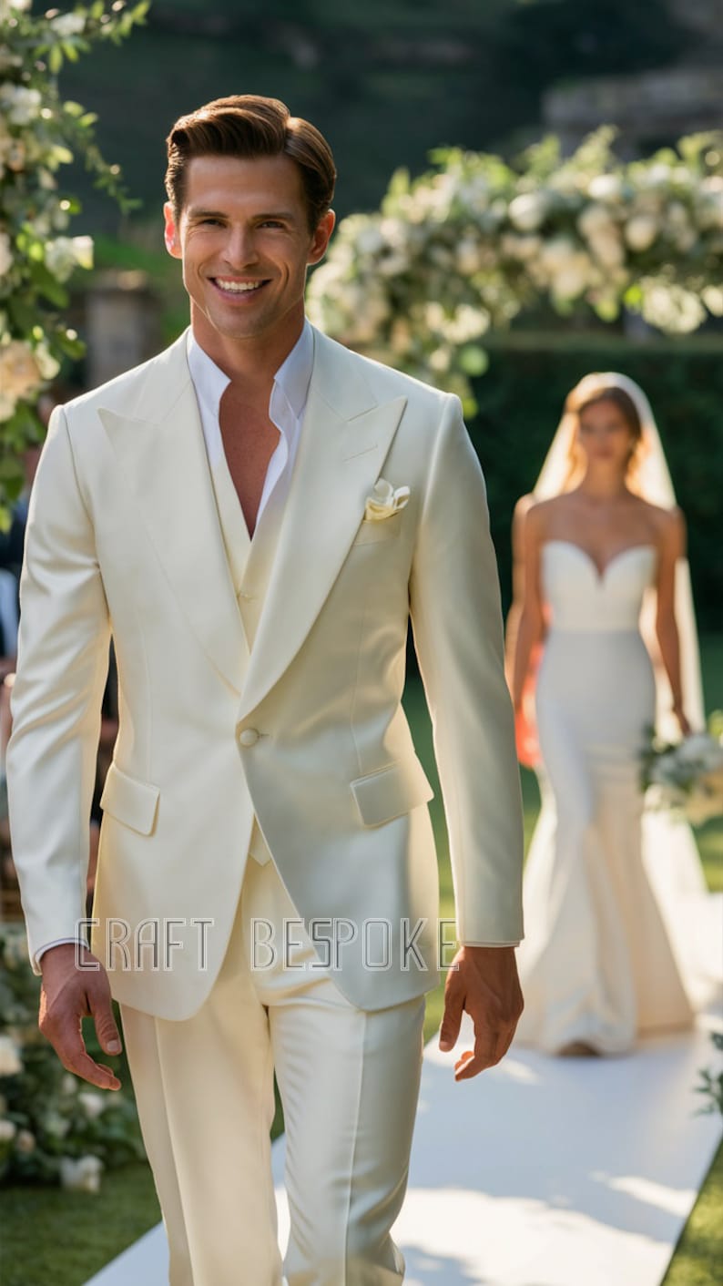 Men's Suit Ivory 2 Button Style Perfect For Wedding main image 1