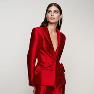 Red 2-Piece Formal Pantsuit For Women /two piece suit/top/Women's suit/Women's Suit Set/Wedding Suit/ Women’s Coats Suit Set.