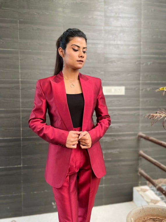 Satin red suit 2025