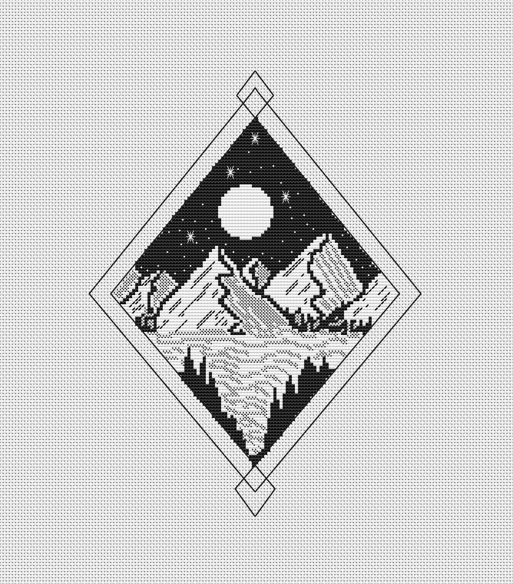 Contemporary cross stitch pattern PDF Black and white easy | Etsy