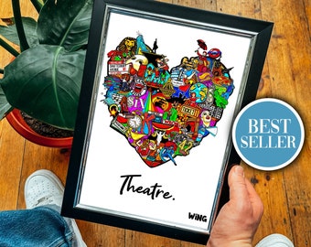 THEATRE PRINT. Musical Theatre Shows. Theatre Lover Gift Ideas. Theatre Artwork. Wall Art. Gifts For Actor. Actor. Stage Print.