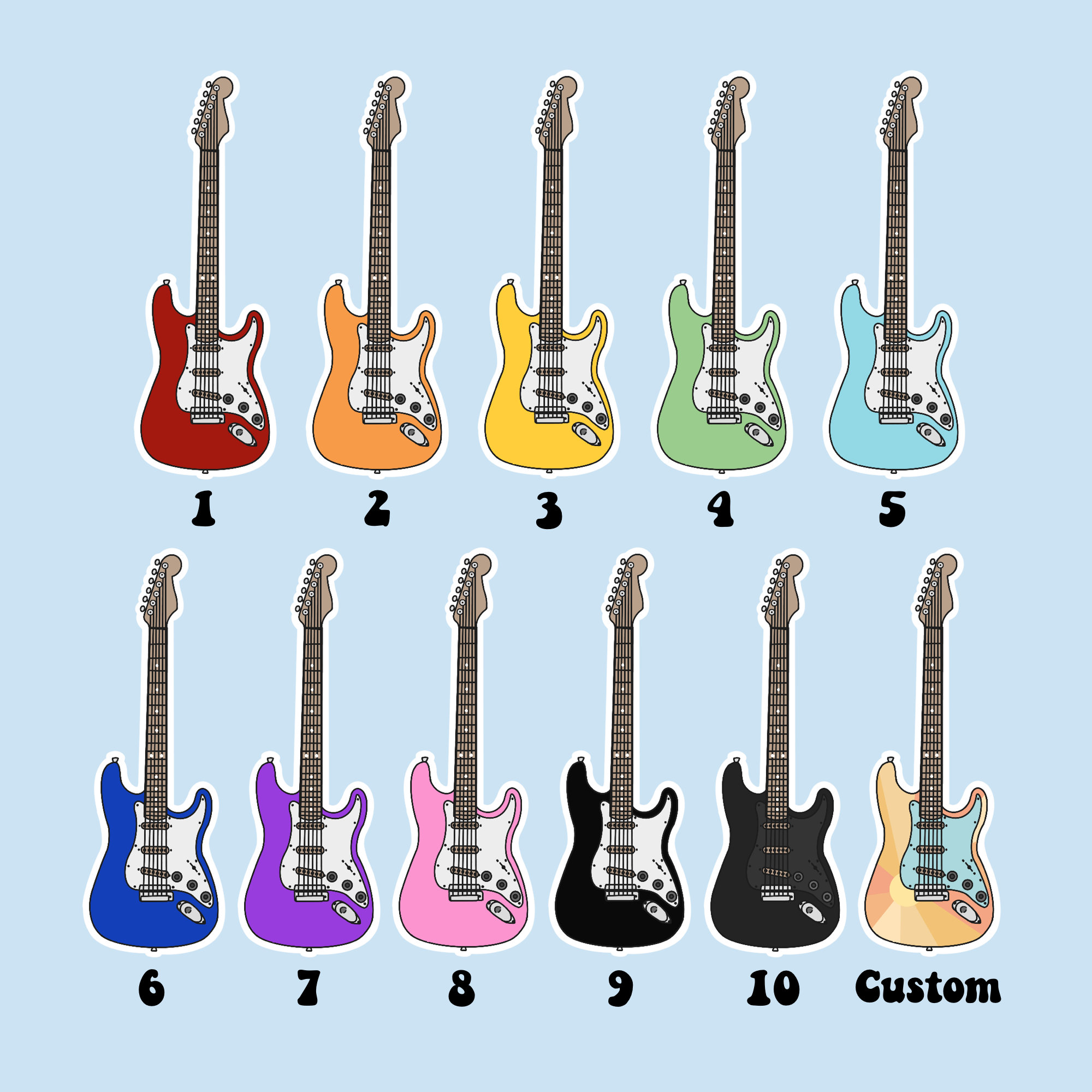 Customizable Electric Guitar Sticker or Etsy