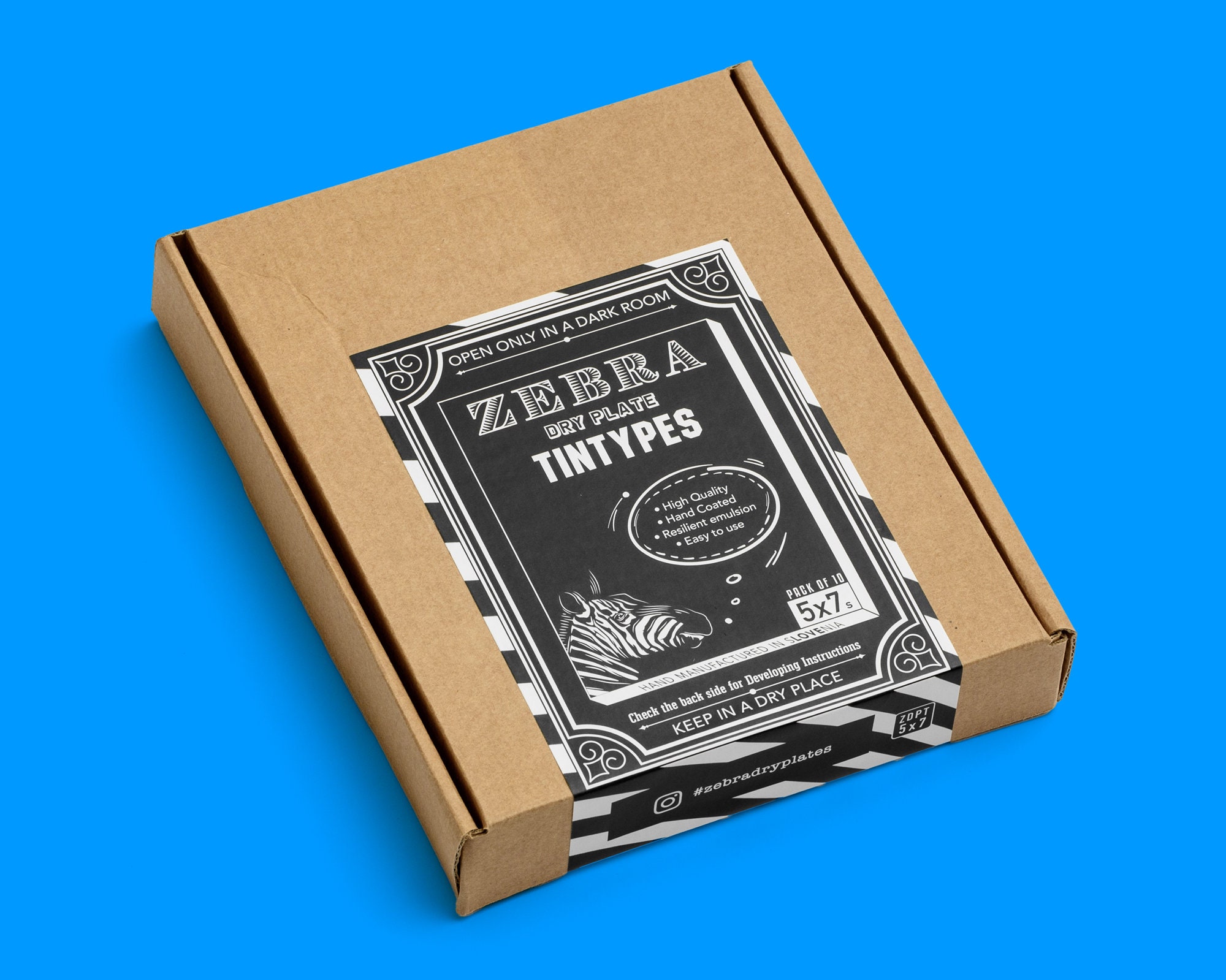 NEW Zebra 5x7 Dry Plate Tintypes / 10 Hand Coated DIRECT POSITIVE Plates / Ferrotypes / Large Format Photography / Black and White