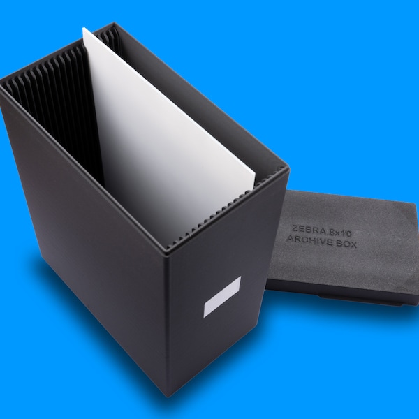 Zebra 8x10 PlateSafe - Archive & Storage Box for Wet or Dry Plates /Ferrotypes,Wet plates, Dry Plates, Ambrotypes, Collodion, Tintypes...
