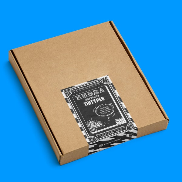 NEW Zebra 8x10 Dry Plate Tintypes / 5 Hand Coated DIRECT POSITIVE Plates / Ferrotypes / Large Format Photography / Black and White