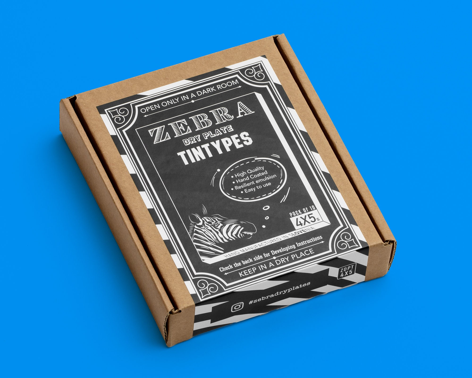 NEW Zebra 4x5 Dry Plate Tintypes / 10 Hand Coated DIRECT POSITIVE Plates / Ferrotypes / Large Format Analog Photography / Black and White