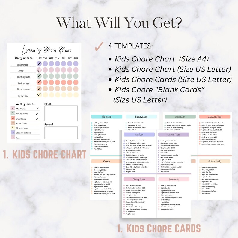 Editable Chore Chart Bundle for Kids | Cleaning Checklist | ADHD ...