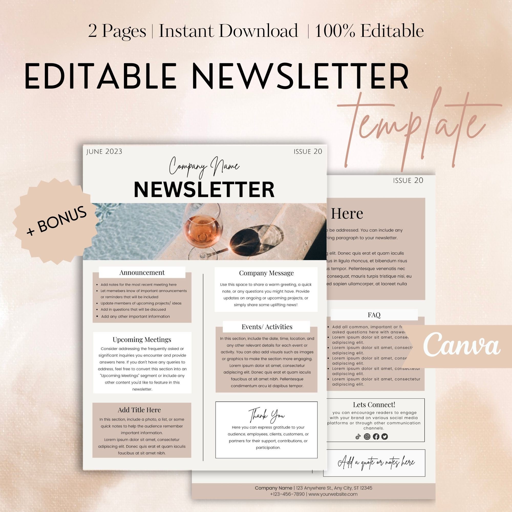 Editable Newsletter Template, Email Newsletter Template | Newsletter ...