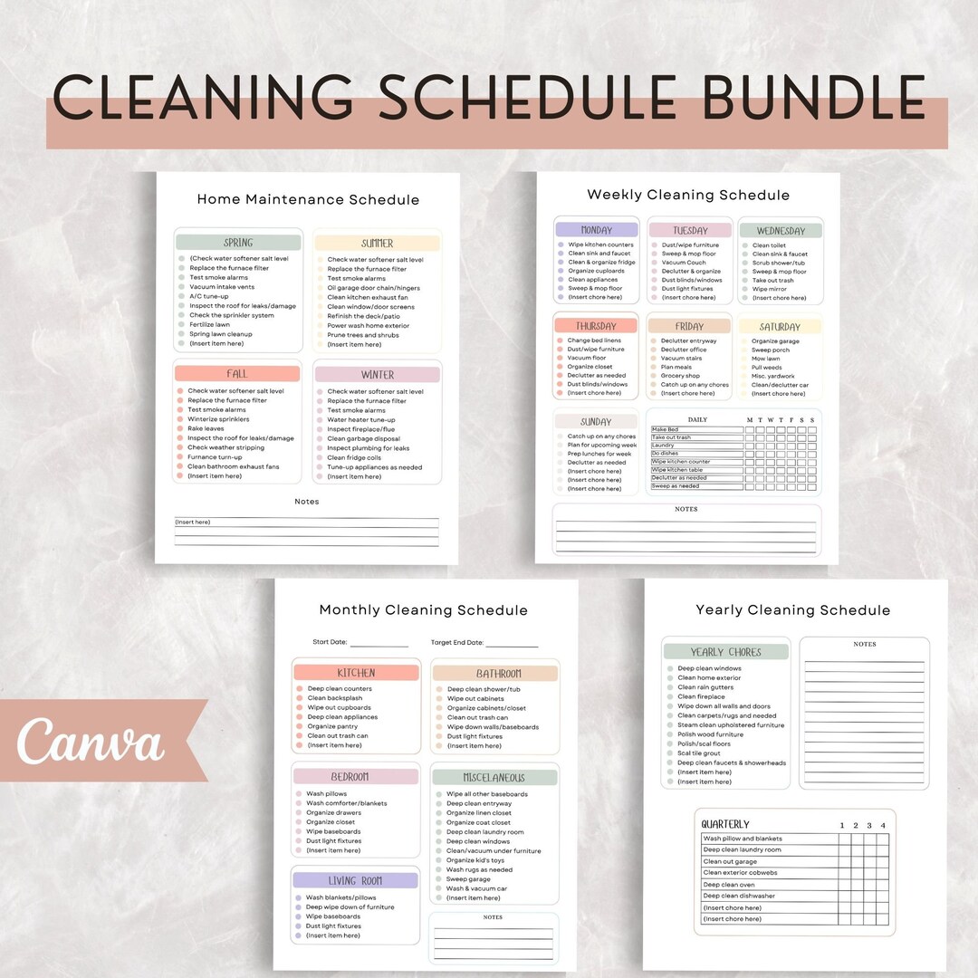 Editable Cleaning Planner Bundle| Adult Chore Chart | Family Household ...