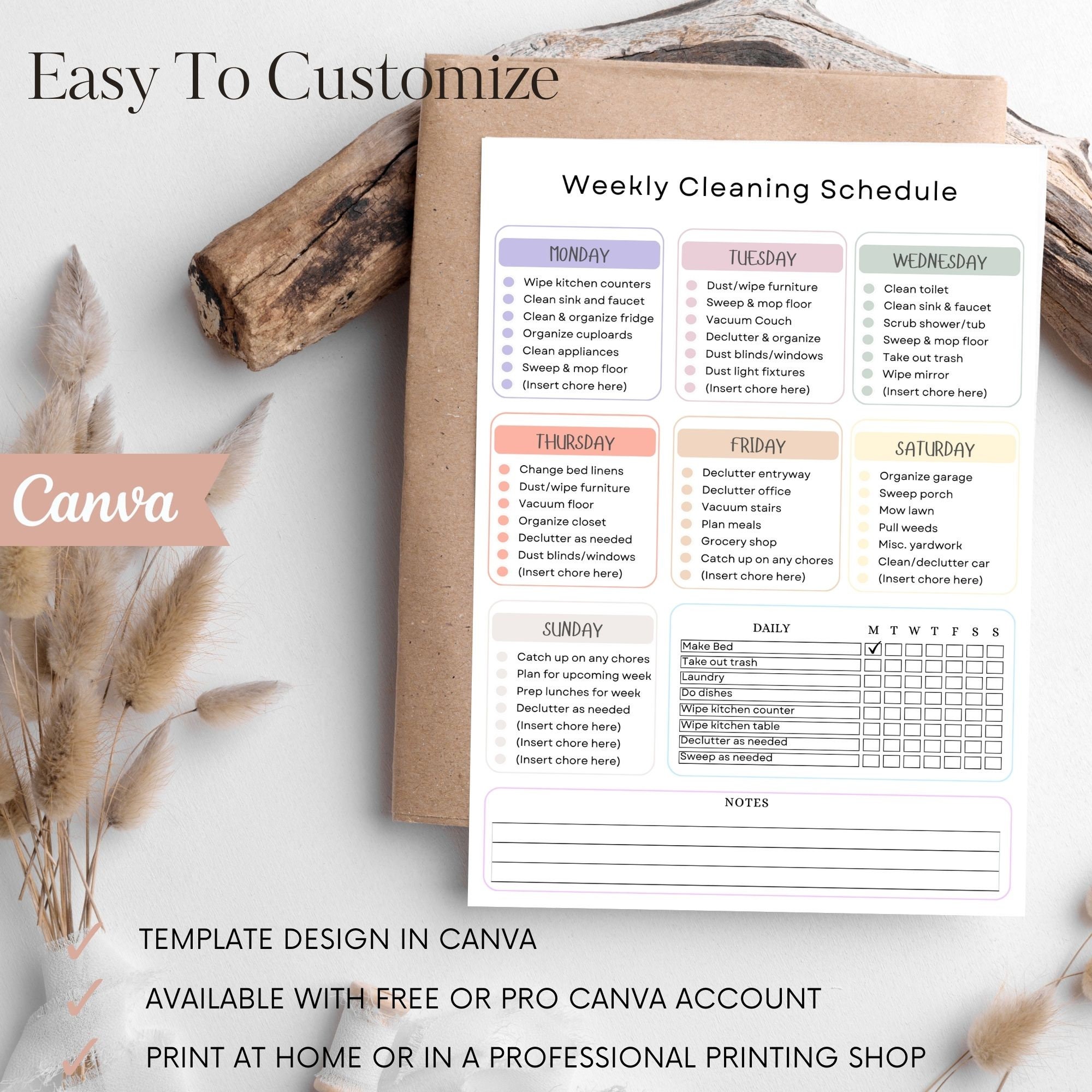 Editable Cleaning Schedule Bundle | Cleaning Schedule Checklist | DIY ...