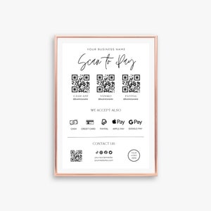 Scan to Pay Sign Template | QR Code Sign Template | Editable Small Business Sign Printable | Scan to Pay Sign | Payment Sign