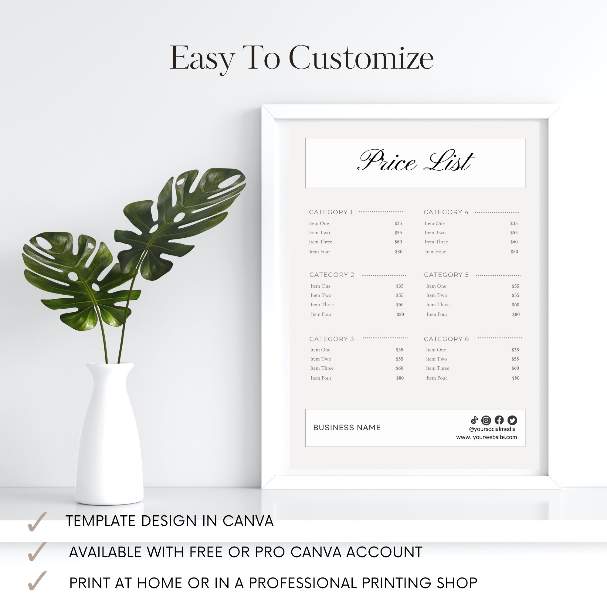 Business Price List Sign Template Printable Sign Editable - Etsy