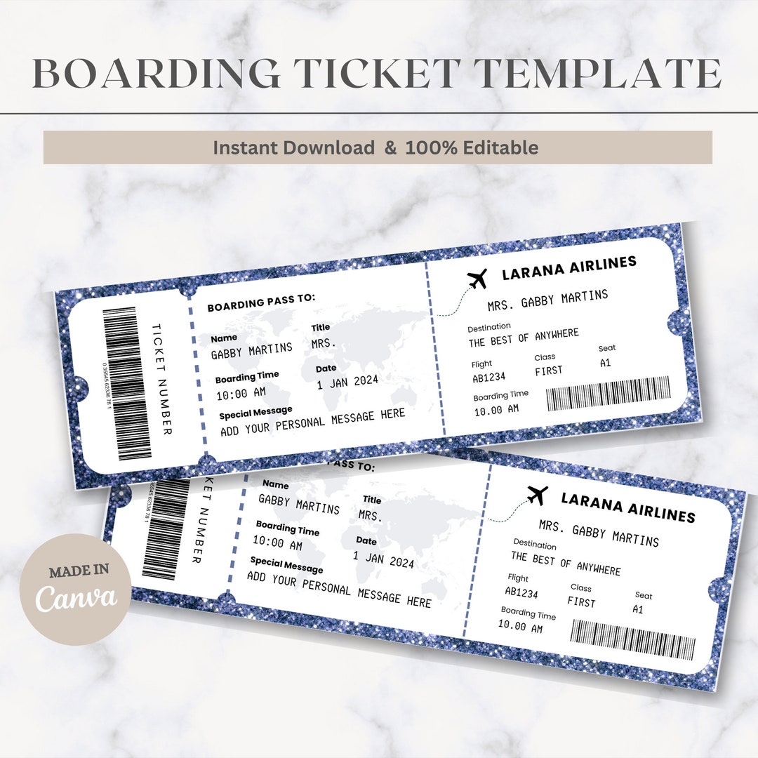 Editable Boarding Pass Template | Surprise Boarding Pass | Printable ...
